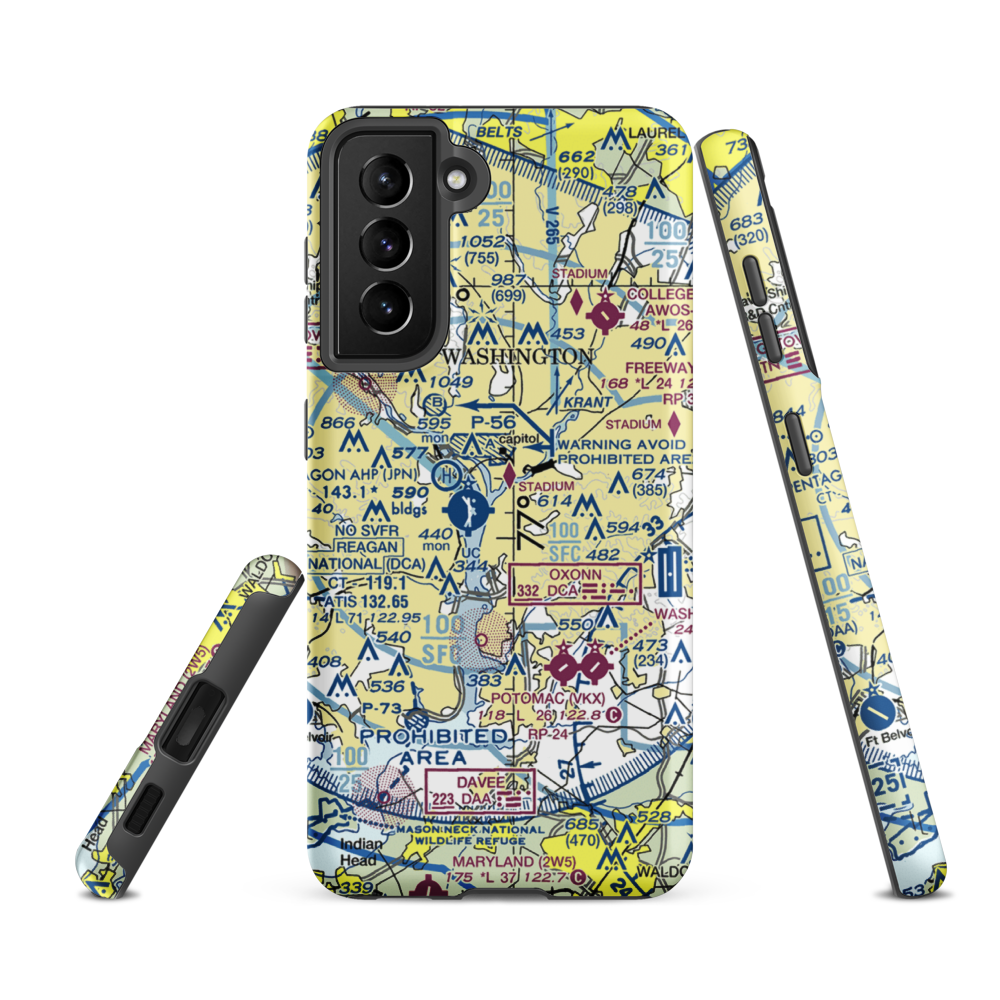 Buzzards Point Seaplane Base (BZS) VFR Sectional Samsung Phone Case Samsung Galaxy S21 FE model shown