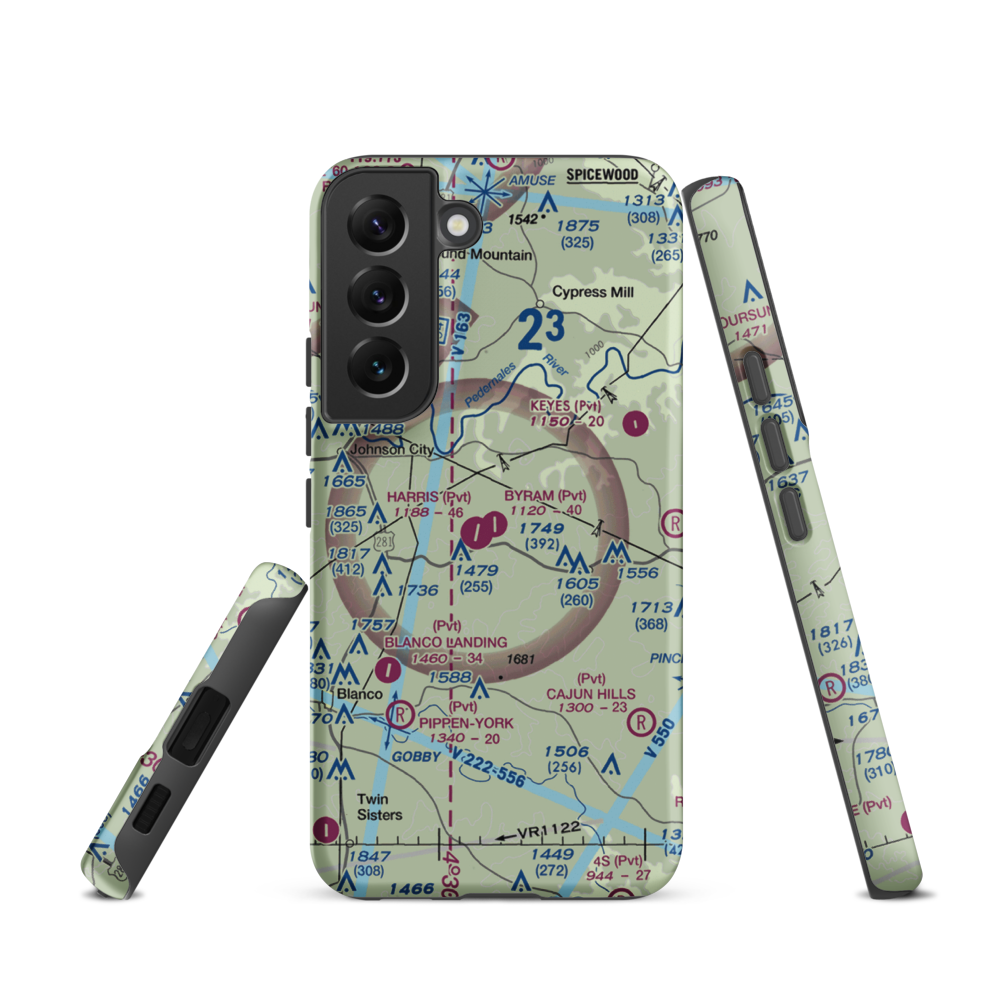 Byram Ranch Airport (63XS) VFR Sectional Samsung Phone Case Samsung Galaxy S22 model shown