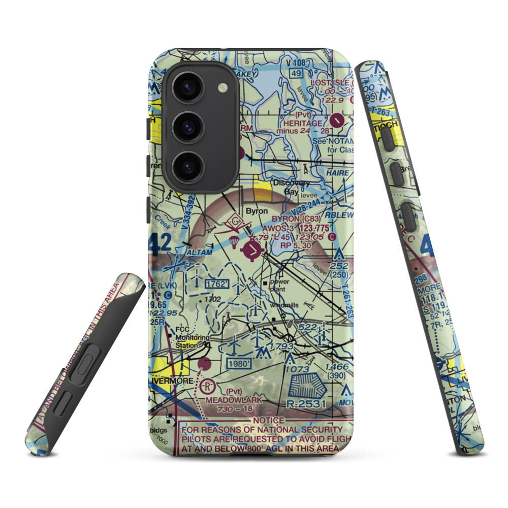 Byron Airport (C83) VFR Sectional Samsung Phone Case Samsung Galaxy S23 Plus model shown
