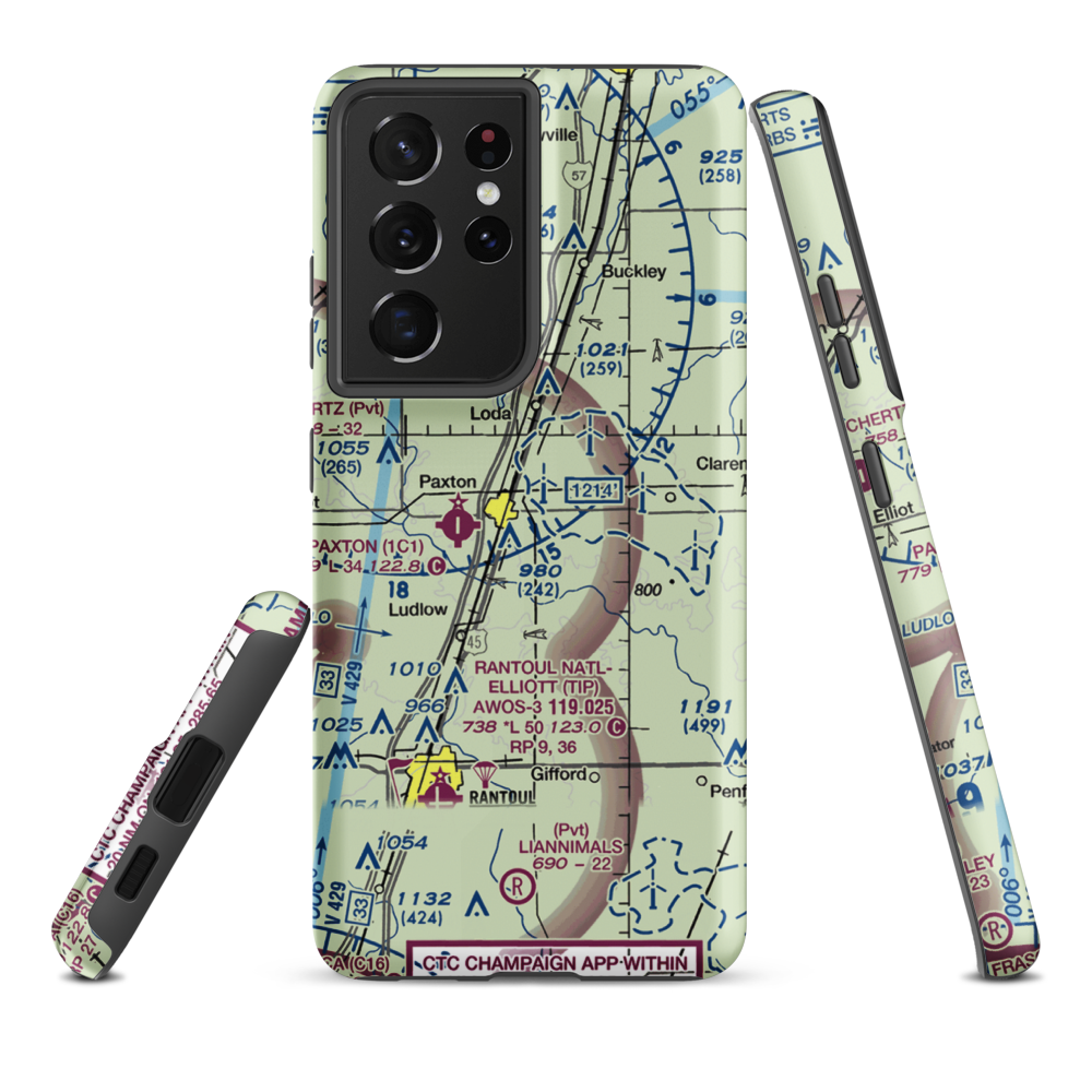 C D Maulding Airport (LL32) VFR Sectional Samsung Phone Case Samsung Galaxy S21 Plus model shown