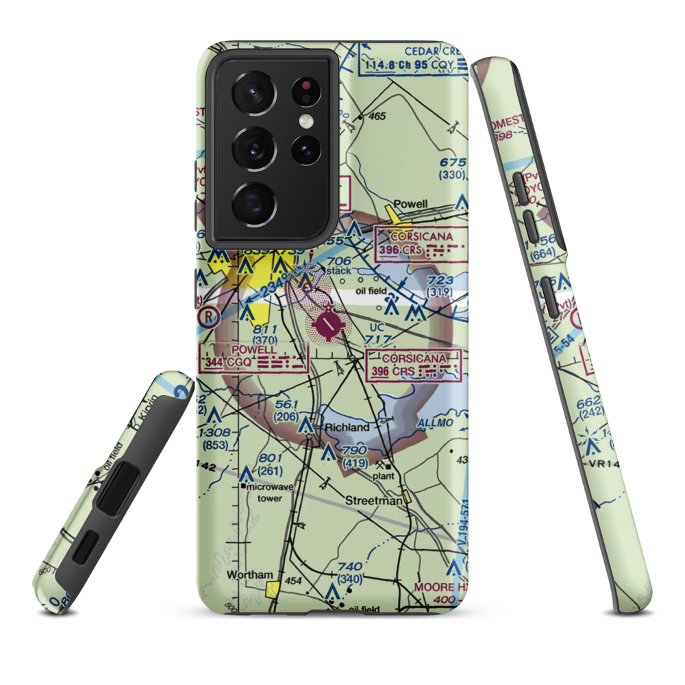 C David Campbell Field Corsicana Municipal Airport (CRS) VFR Sectional Samsung Phone Case Samsung Galaxy S21 Ultra model shown