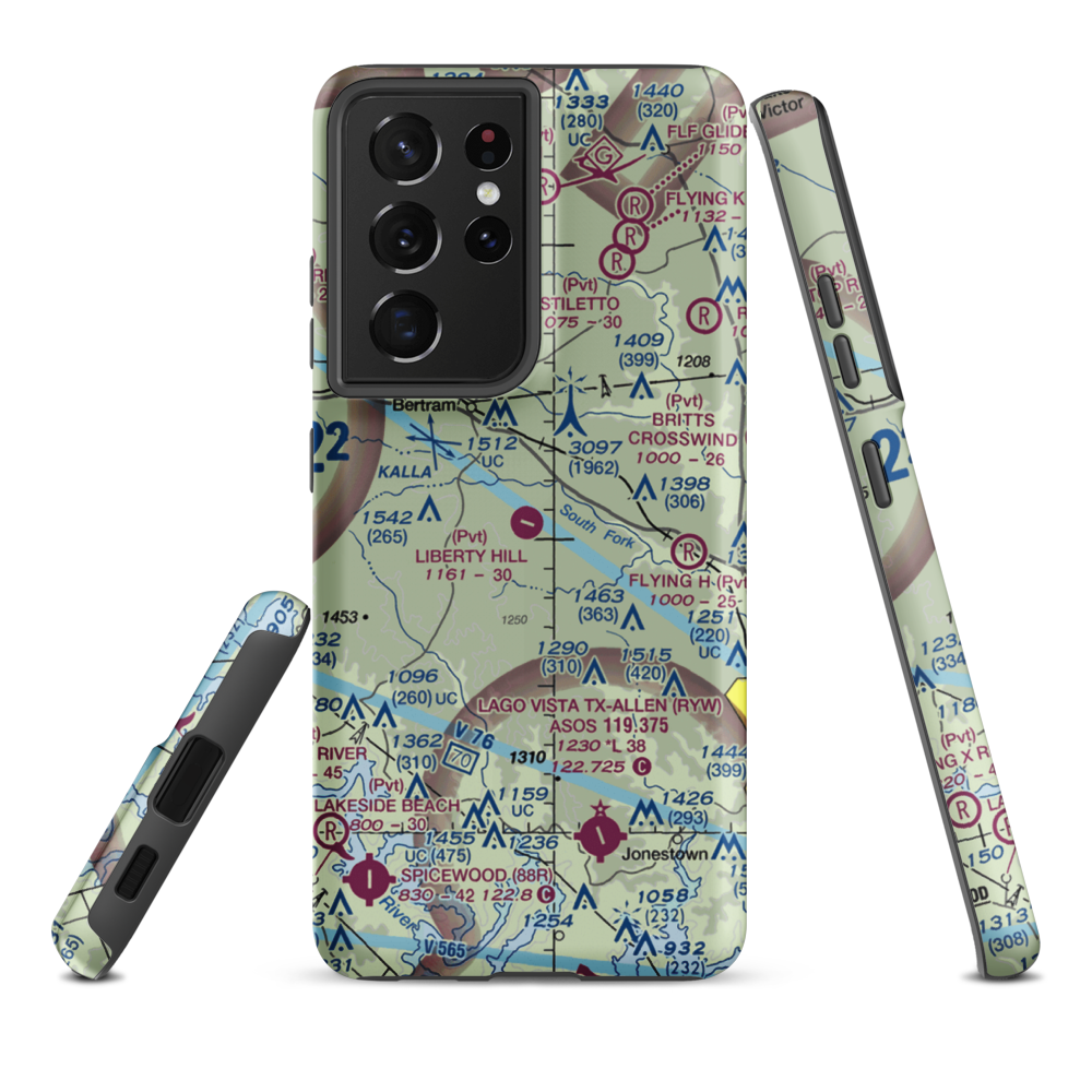 C F C Aviation Ranch Airport (XS12) VFR Sectional Samsung Phone Case Samsung Galaxy S21 Plus model shown