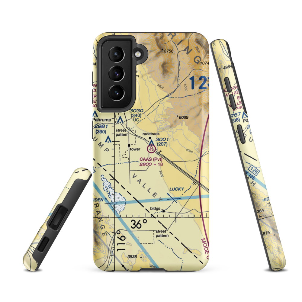 Caas Airport (NV98) VFR Sectional Samsung Phone Case Samsung Galaxy S21 FE model shown