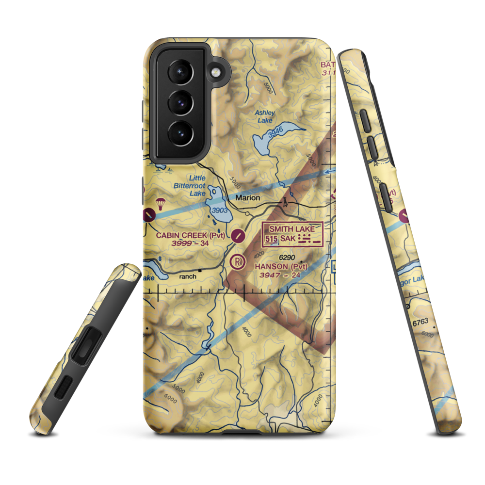 Cabin Creek Landing Airport (97MT) VFR Sectional Samsung Phone Case Samsung Galaxy S21 Plus model shown