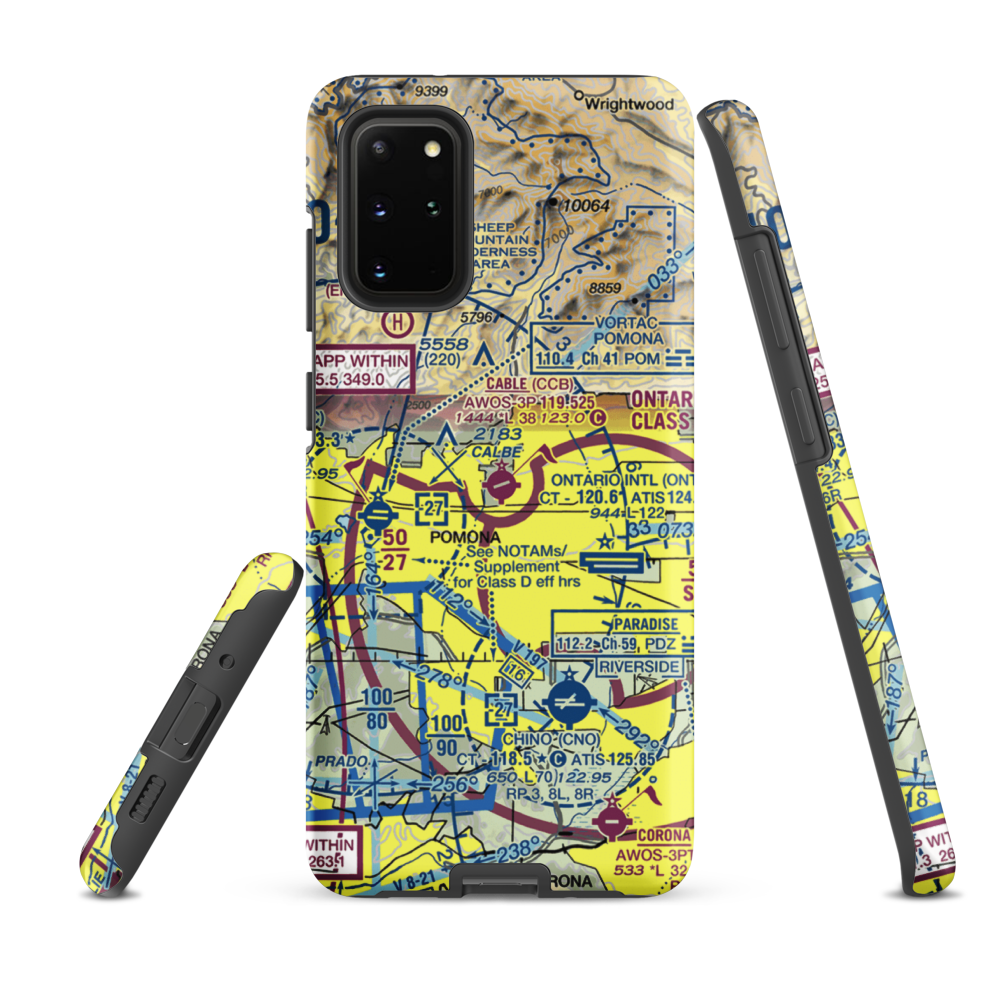 Cable Airport (CCB) VFR Sectional Samsung Phone Case Samsung Galaxy S20 Plus model shown