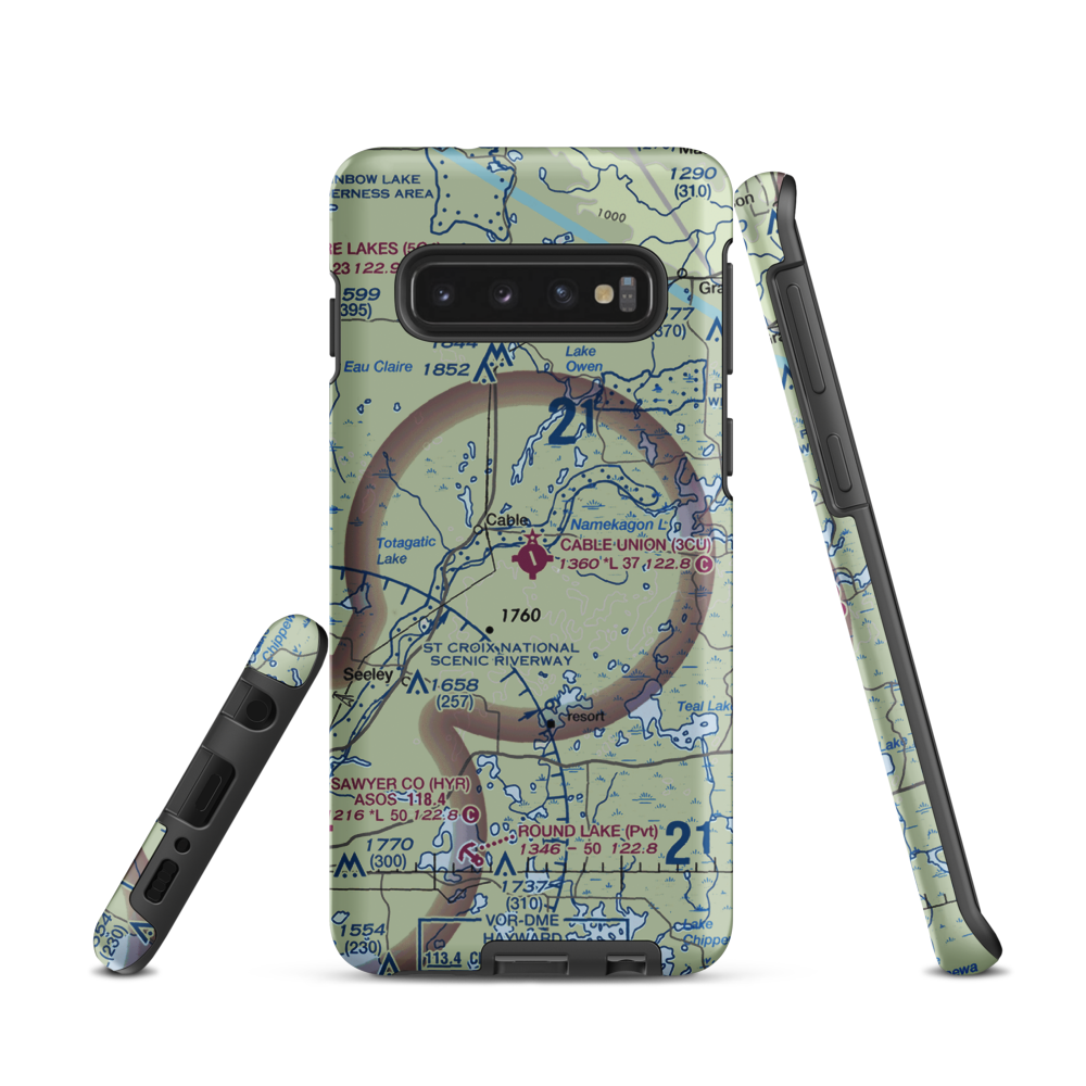 Cable Union Airport (3CU) VFR Sectional Samsung Phone Case Samsung Galaxy S10 model shown