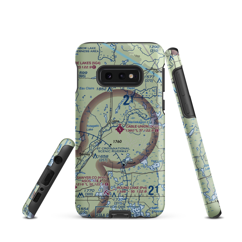 Cable Union Airport (3CU) VFR Sectional Samsung Phone Case Samsung Galaxy S10e model shown