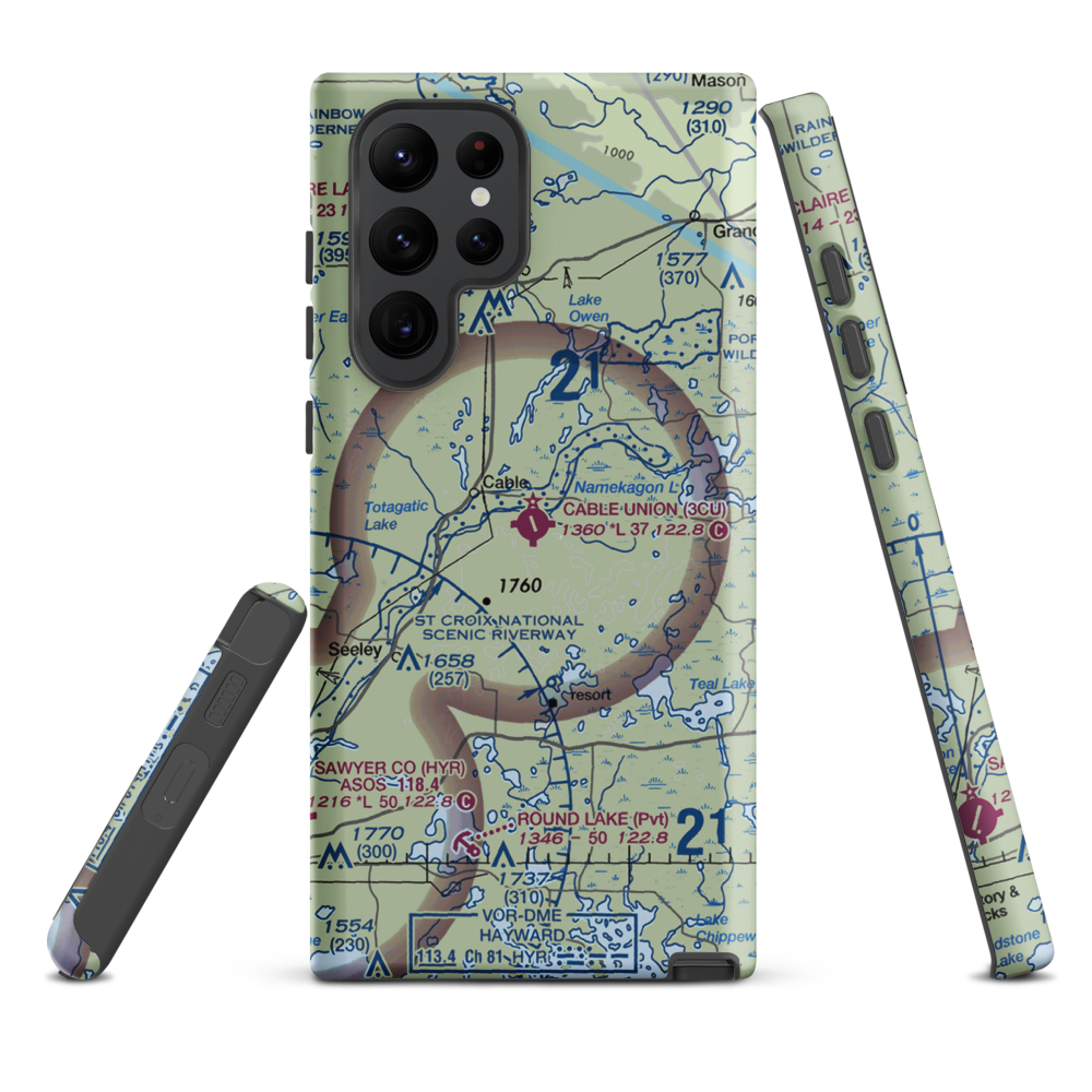 Cable Union Airport (3CU) VFR Sectional Samsung Phone Case Samsung Galaxy S22 Ultra model shown
