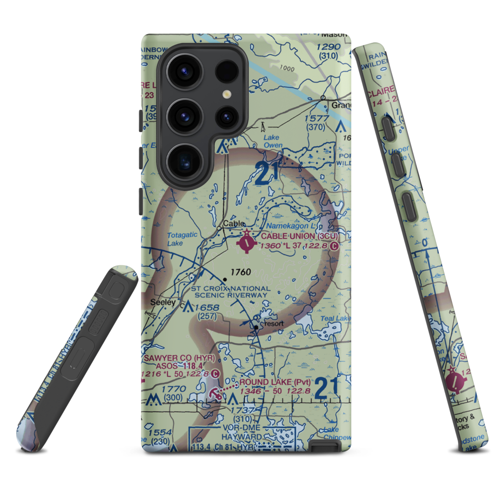 Cable Union Airport (3CU) VFR Sectional Samsung Phone Case Samsung Galaxy S23 Ultra model shown