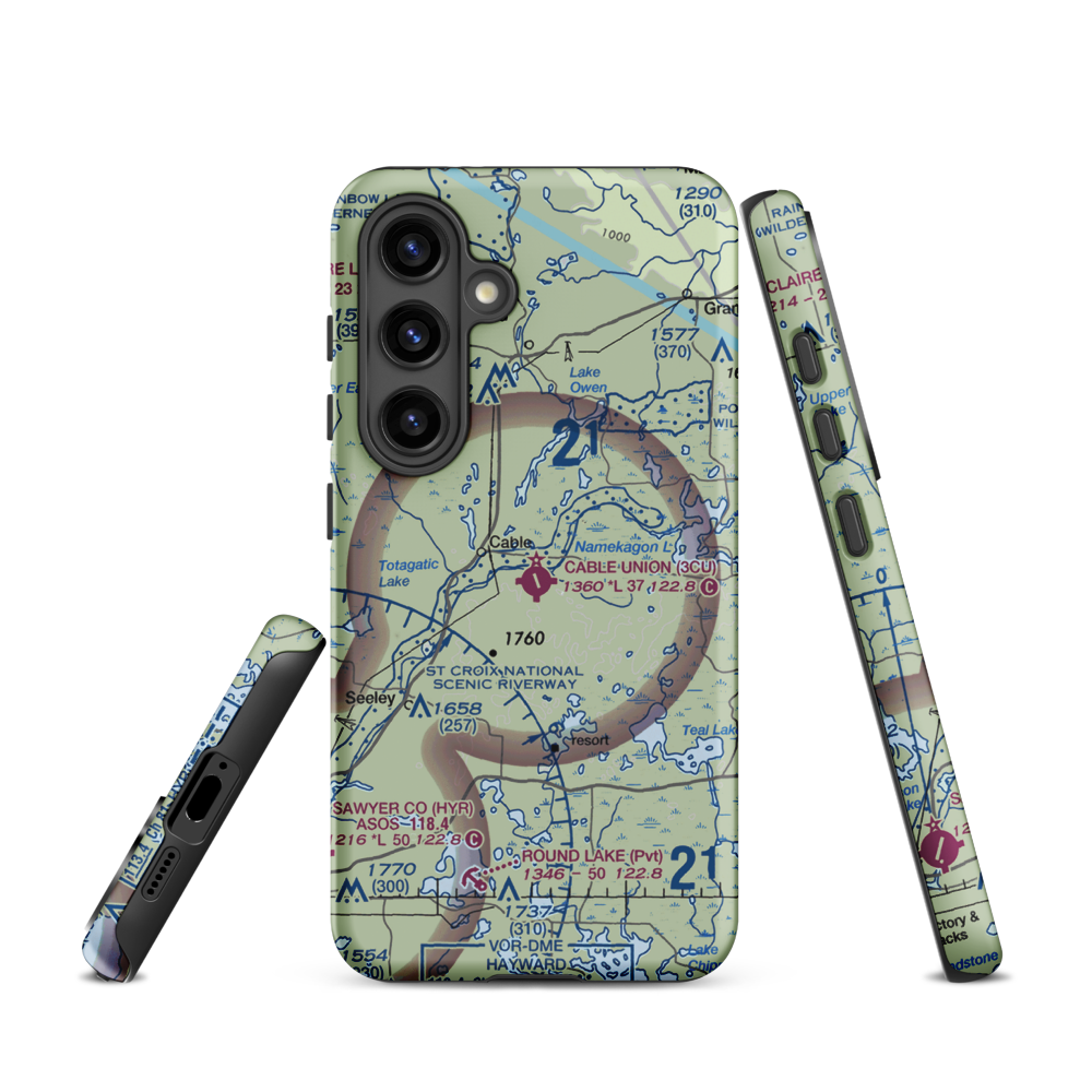 Cable Union Airport (3CU) VFR Sectional Samsung Phone Case Samsung Galaxy S24 model shown