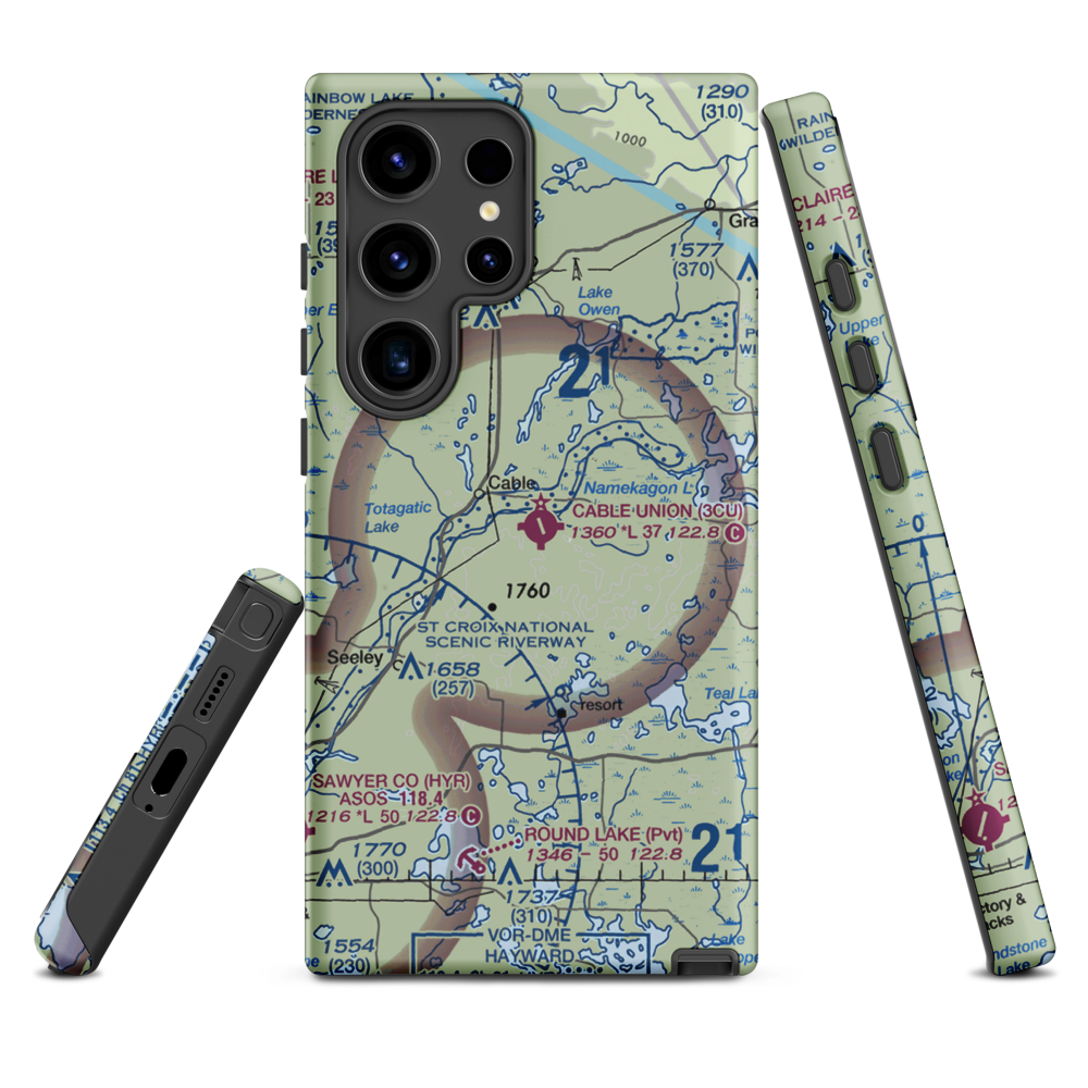 Cable Union Airport (3CU) VFR Sectional Samsung Phone Case Samsung Galaxy S24 Ultra model shown