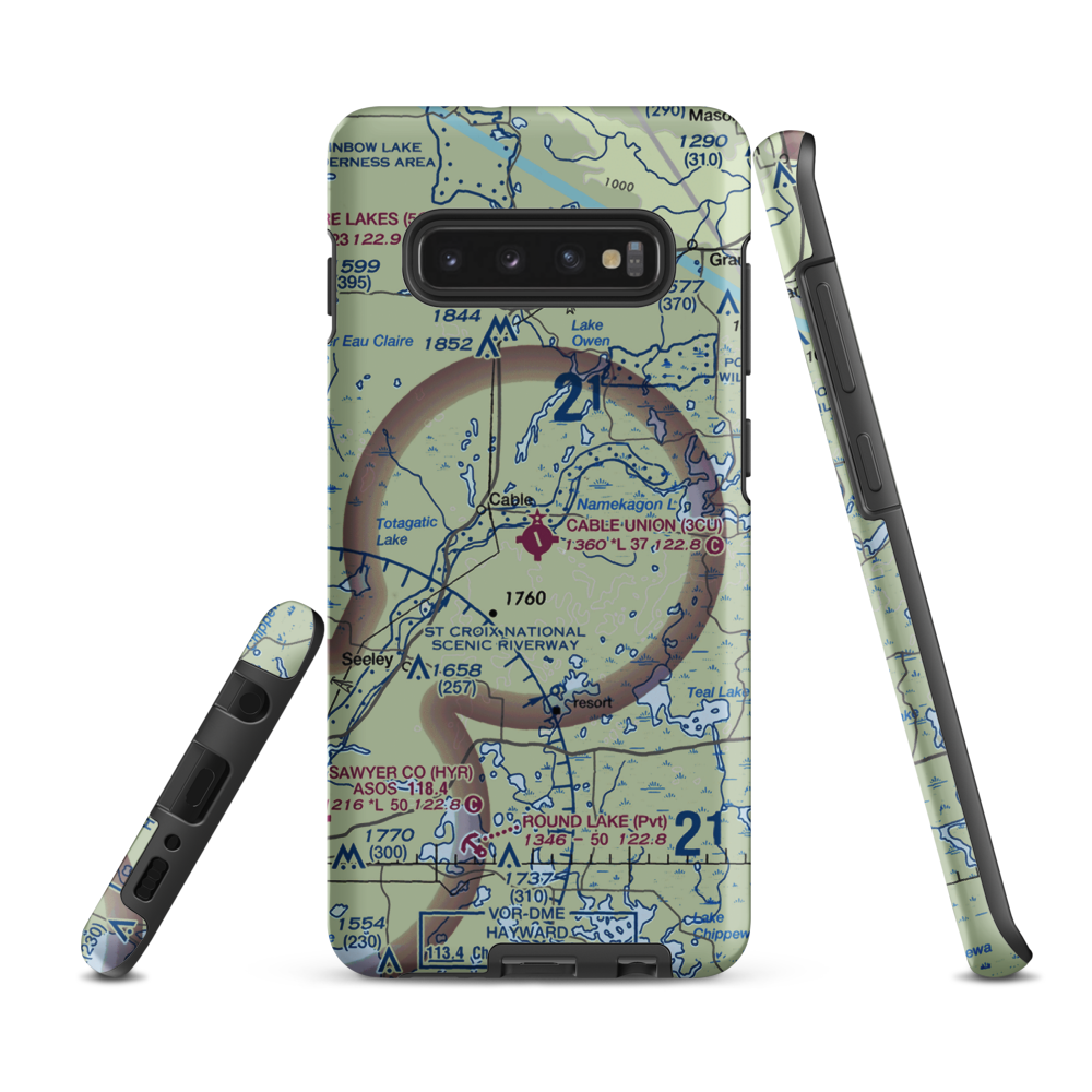 Cable Union Airport (3CU) VFR Sectional Samsung Phone Case Samsung Galaxy S10 Plus model shown