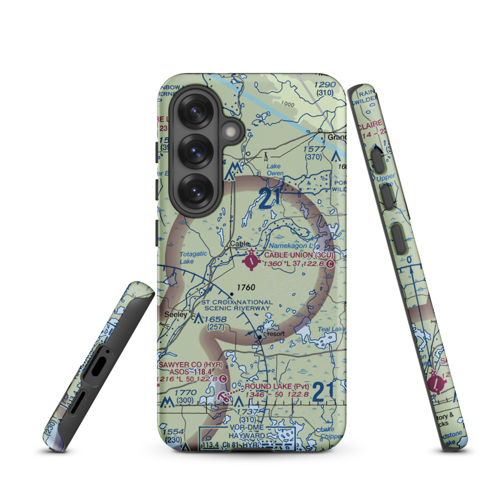 Cable Union Airport (3CU) VFR Sectional Samsung Phone Case Samsung Galaxy S25 model shown