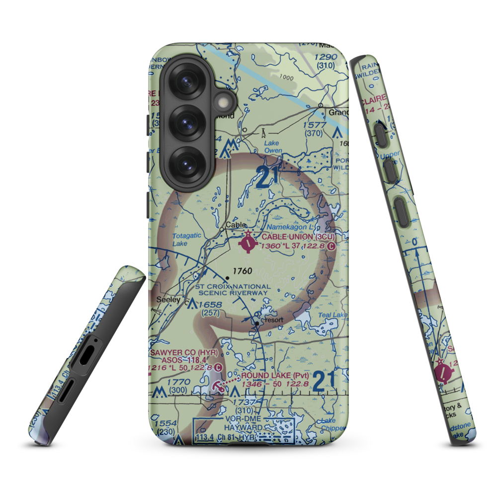 Cable Union Airport (3CU) VFR Sectional Samsung Phone Case Samsung Galaxy S25 Plus model shown
