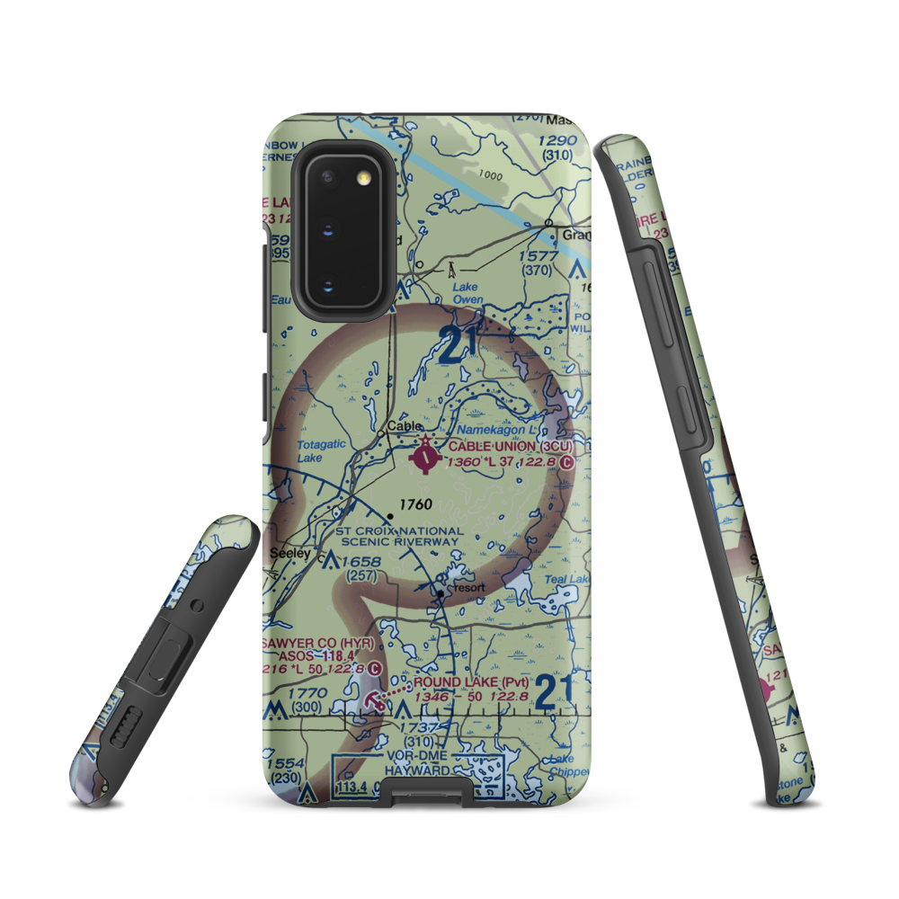 Cable Union Airport (3CU) VFR Sectional Samsung Phone Case Samsung Galaxy S20 model shown