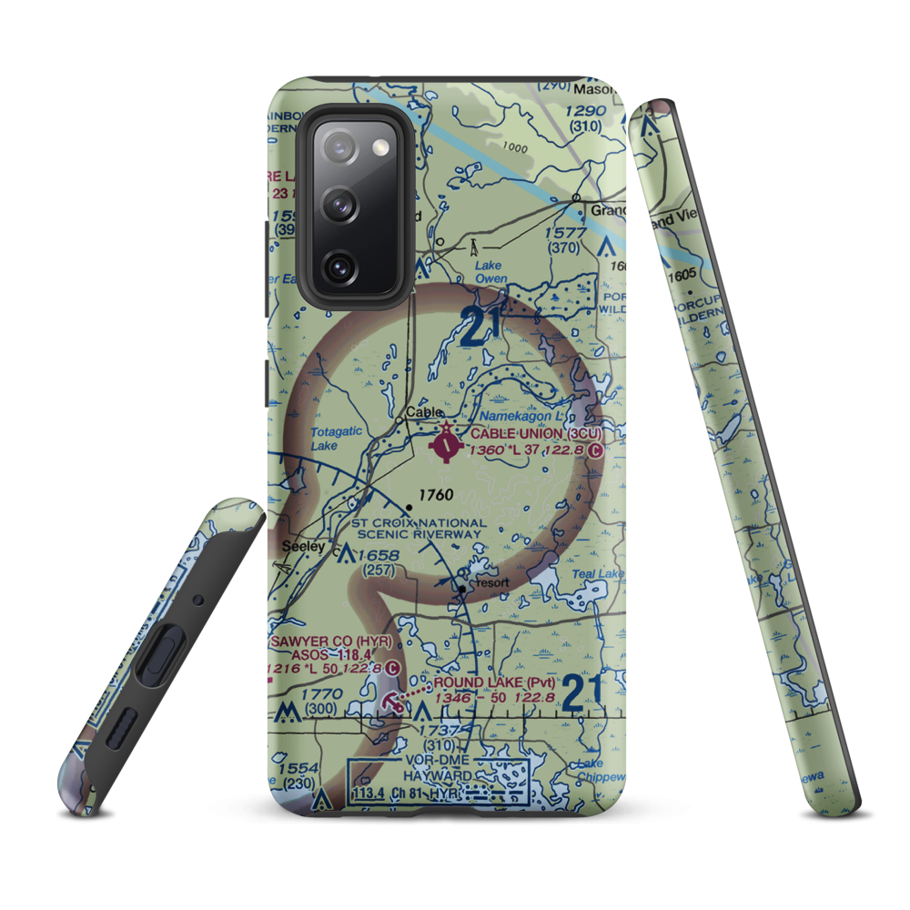 Cable Union Airport (3CU) VFR Sectional Samsung Phone Case Samsung Galaxy S20 FE model shown