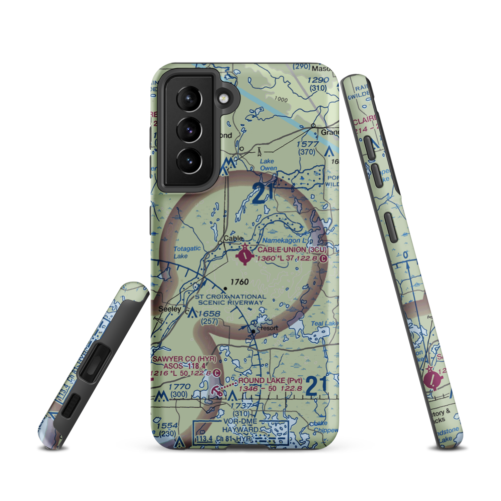Cable Union Airport (3CU) VFR Sectional Samsung Phone Case Samsung Galaxy S21 model shown