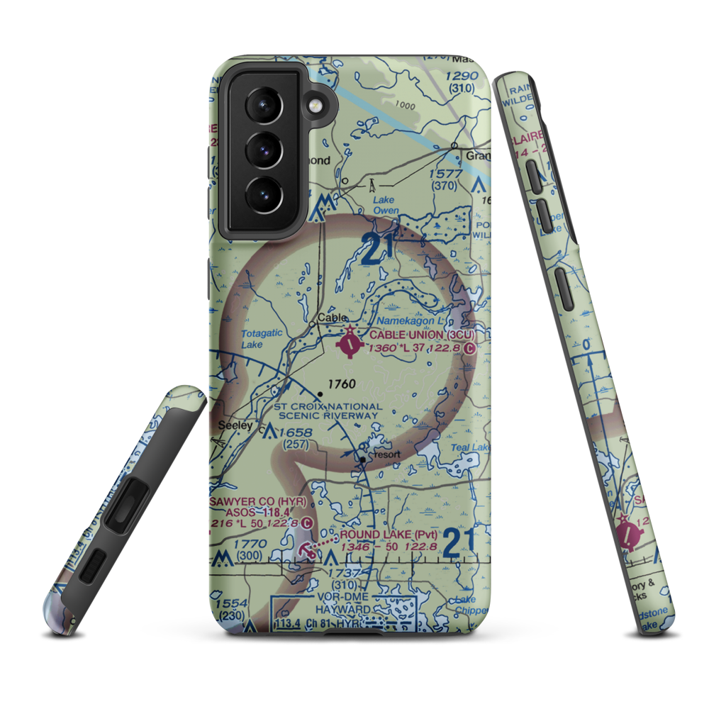 Cable Union Airport (3CU) VFR Sectional Samsung Phone Case Samsung Galaxy S21 Plus model shown