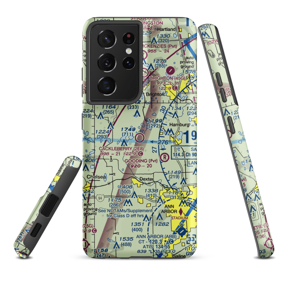 Cackleberry Airport (2E8) VFR Sectional Samsung Phone Case Samsung Galaxy S21 Ultra model shown