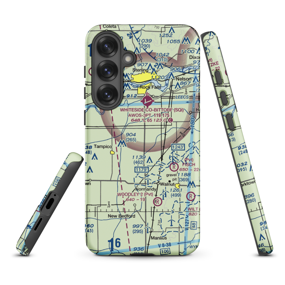 Cady Aerial RLA Restricted Landing Area (0IS3) VFR Sectional Samsung Phone Case Samsung Galaxy S25 Plus model shown