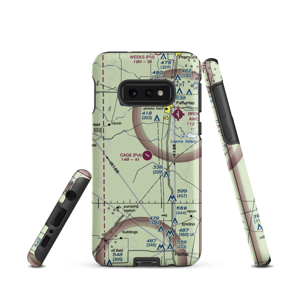 Cage Ranch Airport (7TE2) VFR Sectional Samsung Phone Case Samsung Galaxy S10e model shown