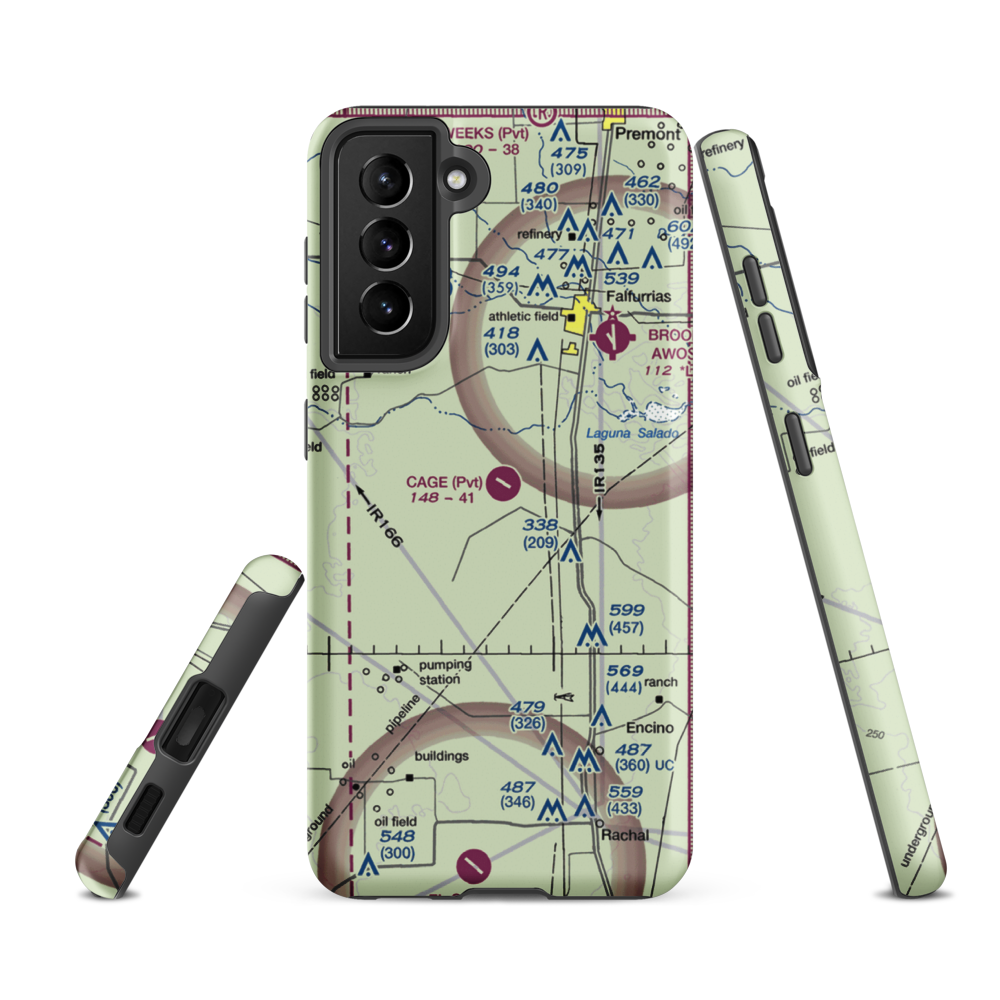 Cage Ranch Airport (7TE2) VFR Sectional Samsung Phone Case Samsung Galaxy S21 FE model shown