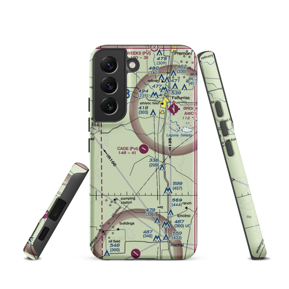 Cage Ranch Airport (7TE2) VFR Sectional Samsung Phone Case Samsung Galaxy S22 model shown