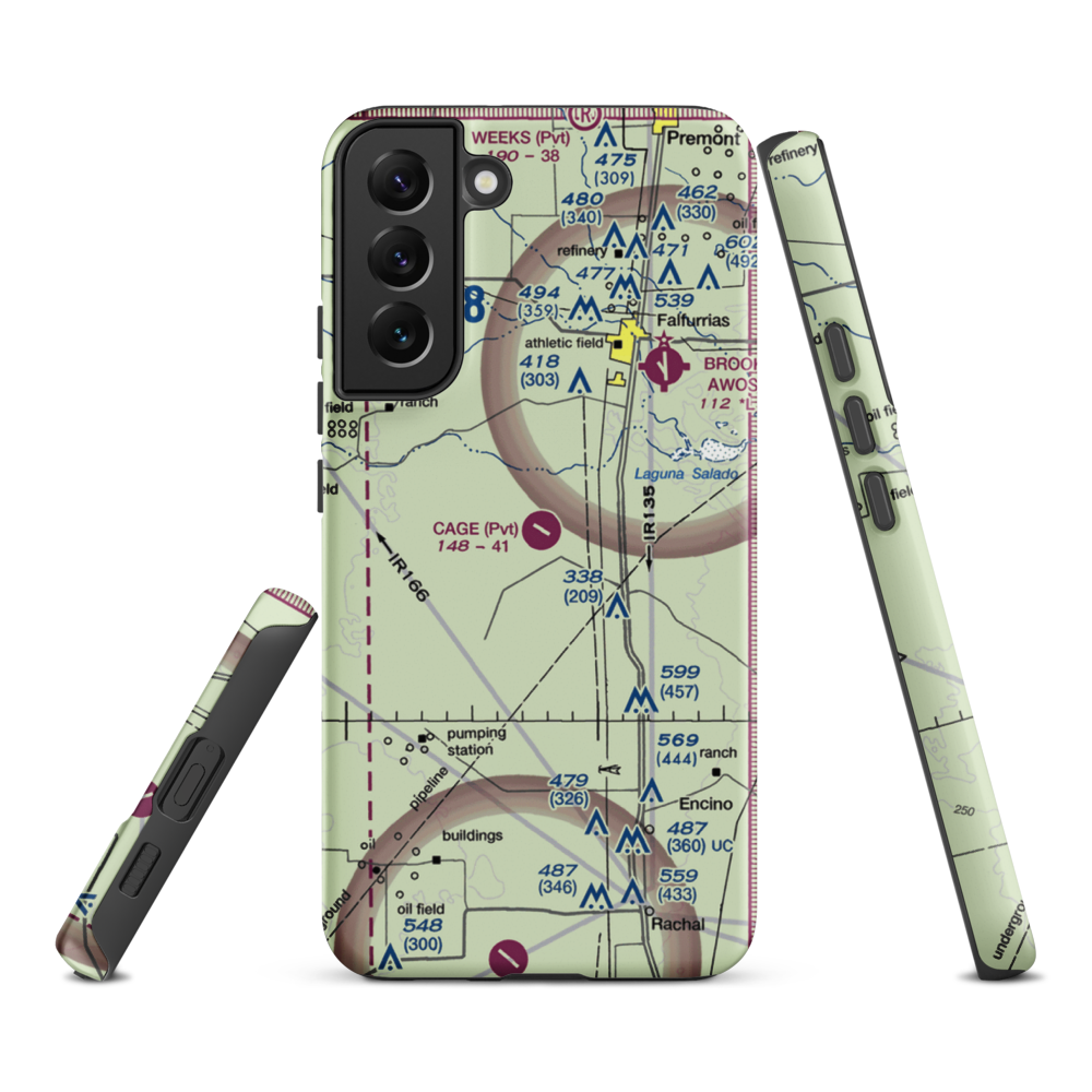 Cage Ranch Airport (7TE2) VFR Sectional Samsung Phone Case Samsung Galaxy S22 Plus model shown