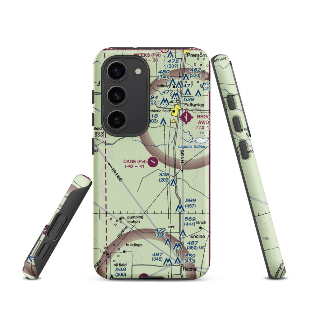 Cage Ranch Airport (7TE2) VFR Sectional Samsung Phone Case Samsung Galaxy S23 model shown