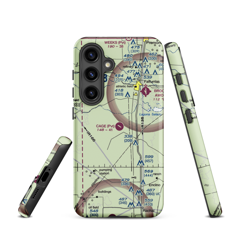Cage Ranch Airport (7TE2) VFR Sectional Samsung Phone Case Samsung Galaxy S24 model shown