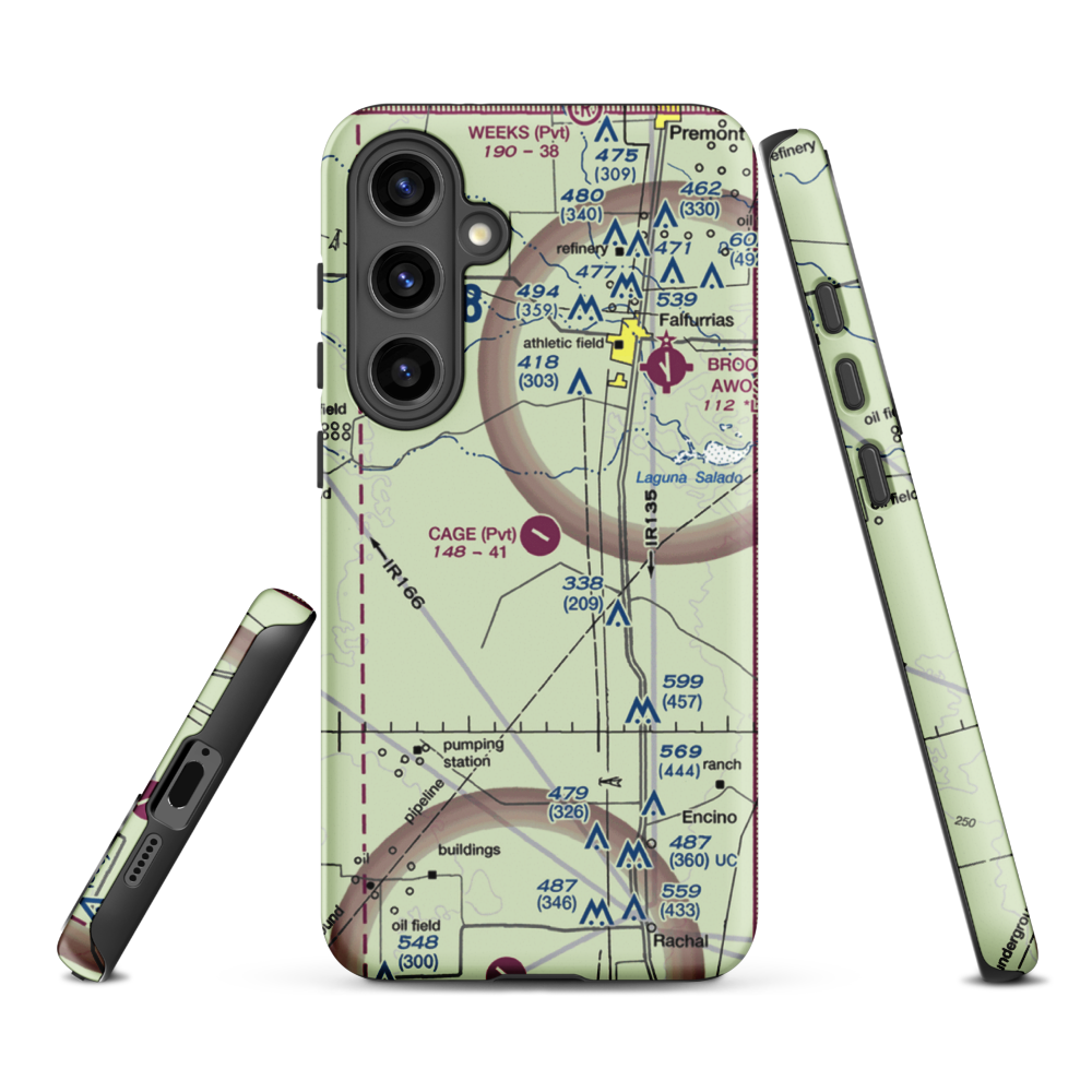 Cage Ranch Airport (7TE2) VFR Sectional Samsung Phone Case Samsung Galaxy S24 Plus model shown