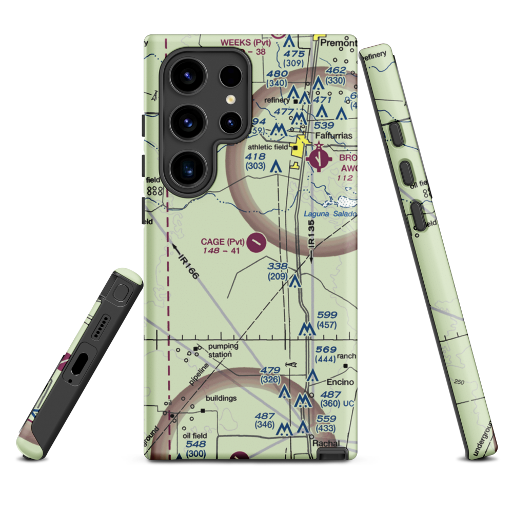 Cage Ranch Airport (7TE2) VFR Sectional Samsung Phone Case Samsung Galaxy S24 Ultra model shown