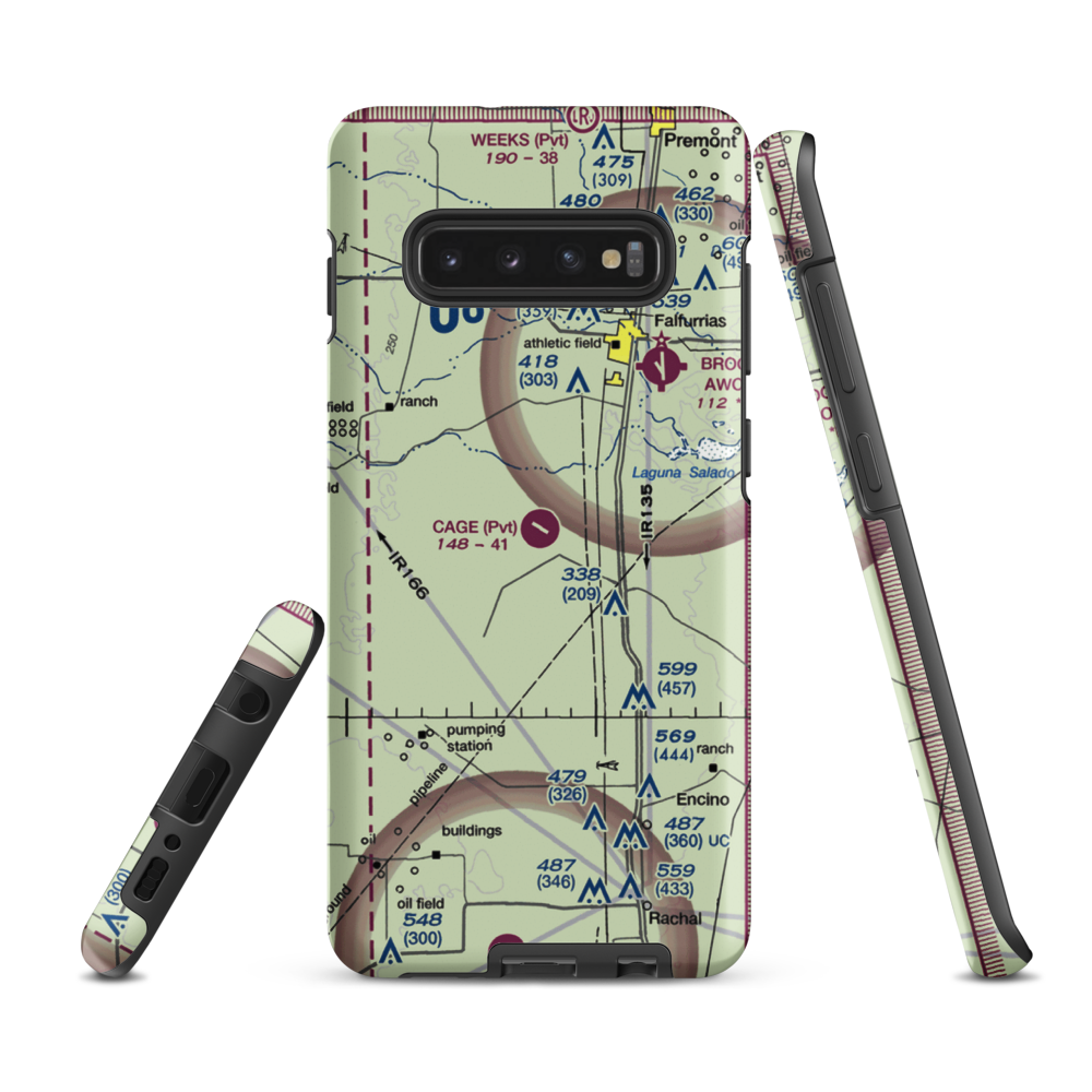 Cage Ranch Airport (7TE2) VFR Sectional Samsung Phone Case Samsung Galaxy S10 Plus model shown
