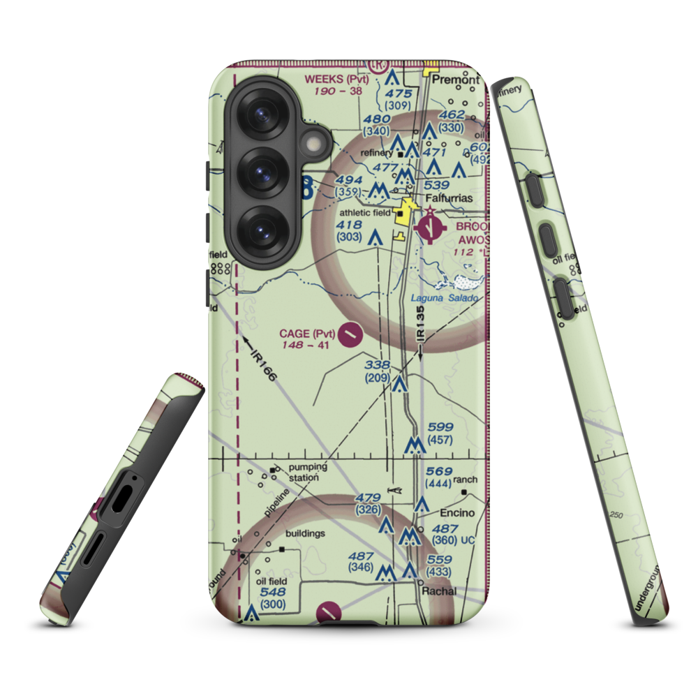Cage Ranch Airport (7TE2) VFR Sectional Samsung Phone Case Samsung Galaxy S25 Plus model shown