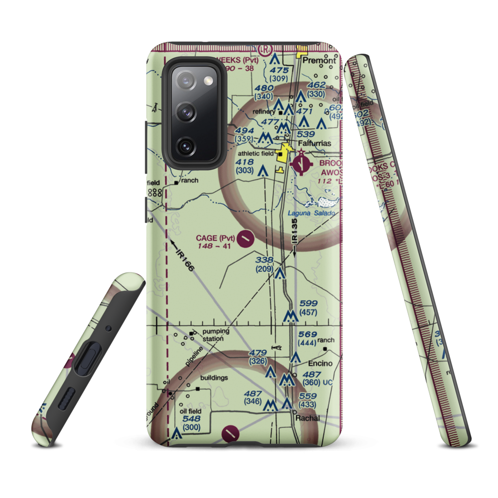 Cage Ranch Airport (7TE2) VFR Sectional Samsung Phone Case Samsung Galaxy S20 FE model shown