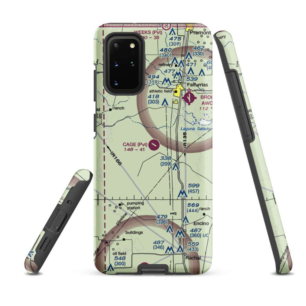 Cage Ranch Airport (7TE2) VFR Sectional Samsung Phone Case Samsung Galaxy S20 Plus model shown