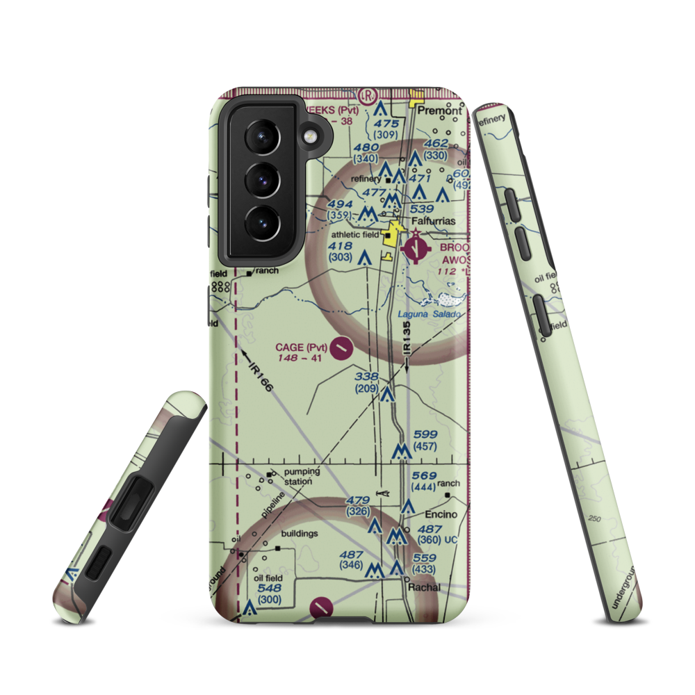 Cage Ranch Airport (7TE2) VFR Sectional Samsung Phone Case Samsung Galaxy S21 model shown