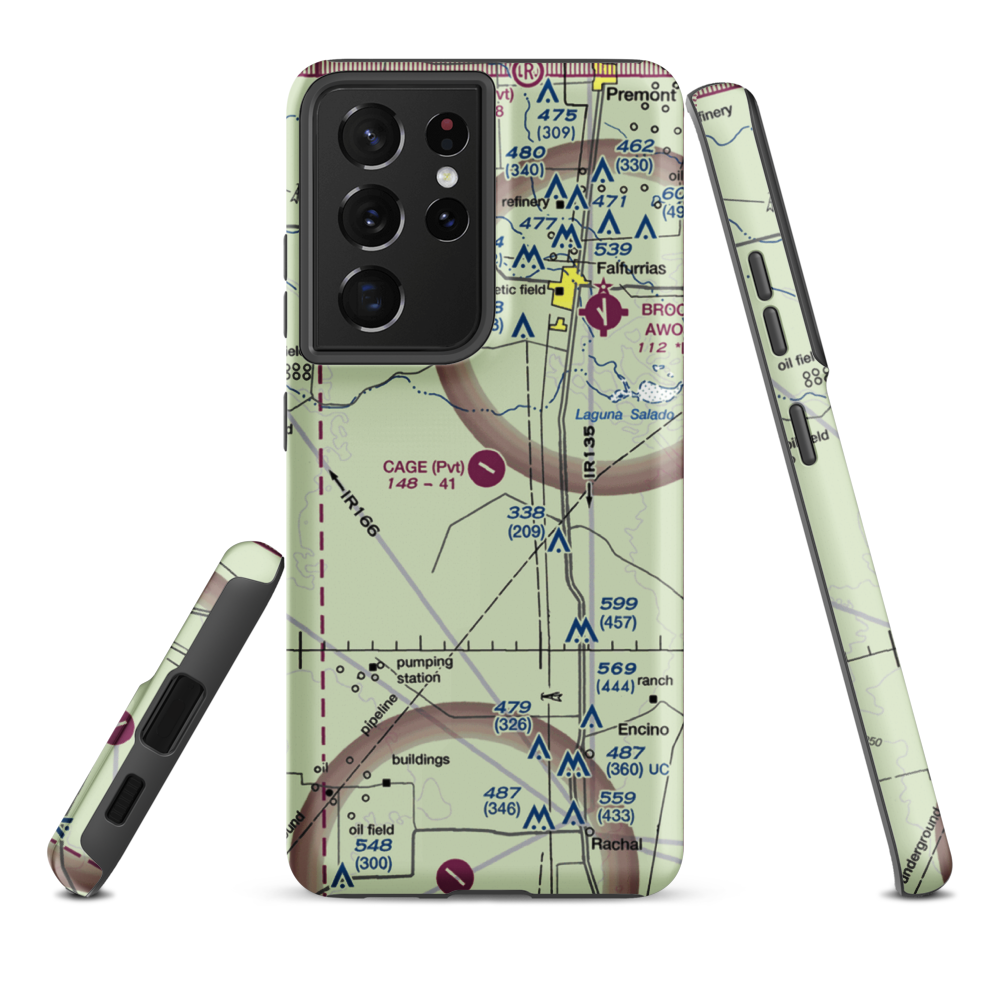 Cage Ranch Airport (7TE2) VFR Sectional Samsung Phone Case Samsung Galaxy S21 Ultra model shown