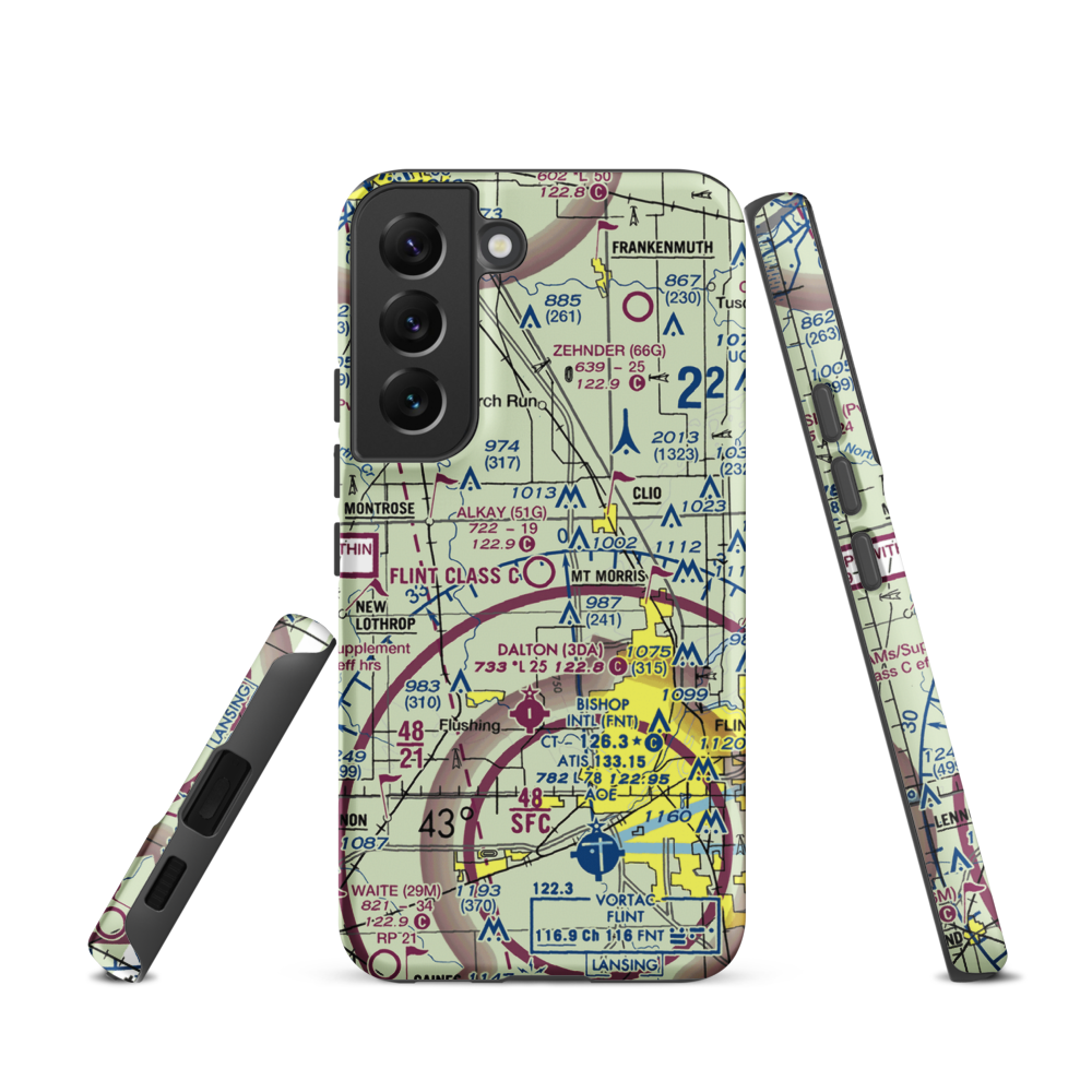 Cagney Airport (51G) VFR Sectional Samsung Phone Case Samsung Galaxy S22 model shown
