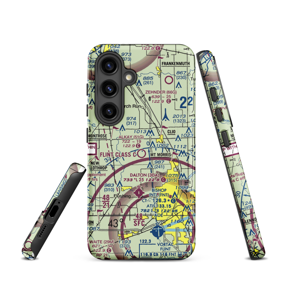 Cagney Airport (51G) VFR Sectional Samsung Phone Case Samsung Galaxy S24 model shown
