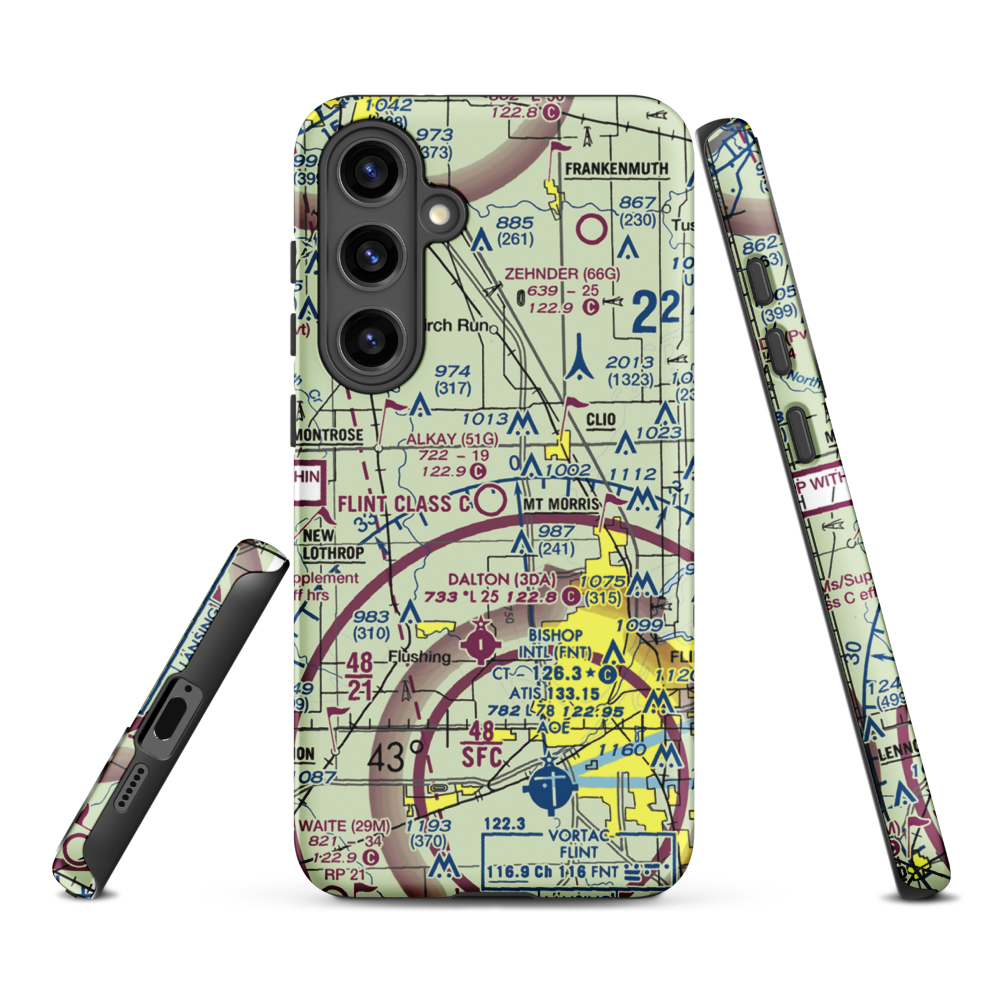 Cagney Airport (51G) VFR Sectional Samsung Phone Case Samsung Galaxy S24 Plus model shown
