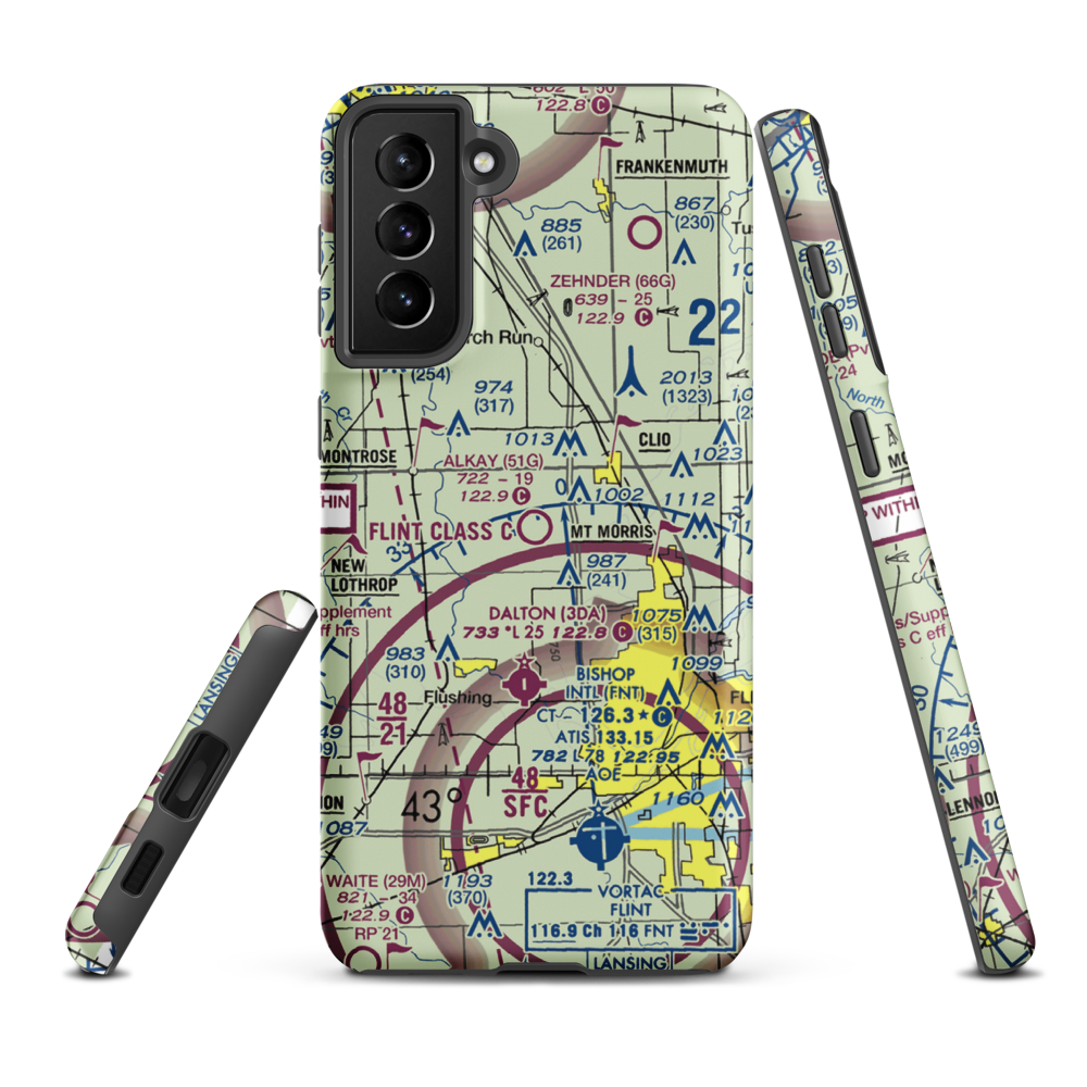 Cagney Airport (51G) VFR Sectional Samsung Phone Case Samsung Galaxy S21 Plus model shown