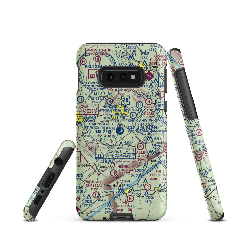 Cairns AAF (Fort Rucker) Air Field (OZR) VFR Sectional Samsung Phone Case Samsung Galaxy S10e model shown