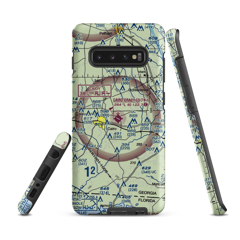 Cairo Grady County Airport (70J) VFR Sectional Samsung Phone Case Samsung Galaxy S10 Plus model shown