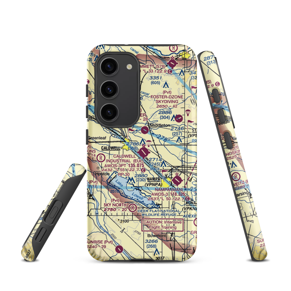 Caldwell Industrial Airport (EUL) VFR Sectional Samsung Phone Case Samsung Galaxy S23 model shown