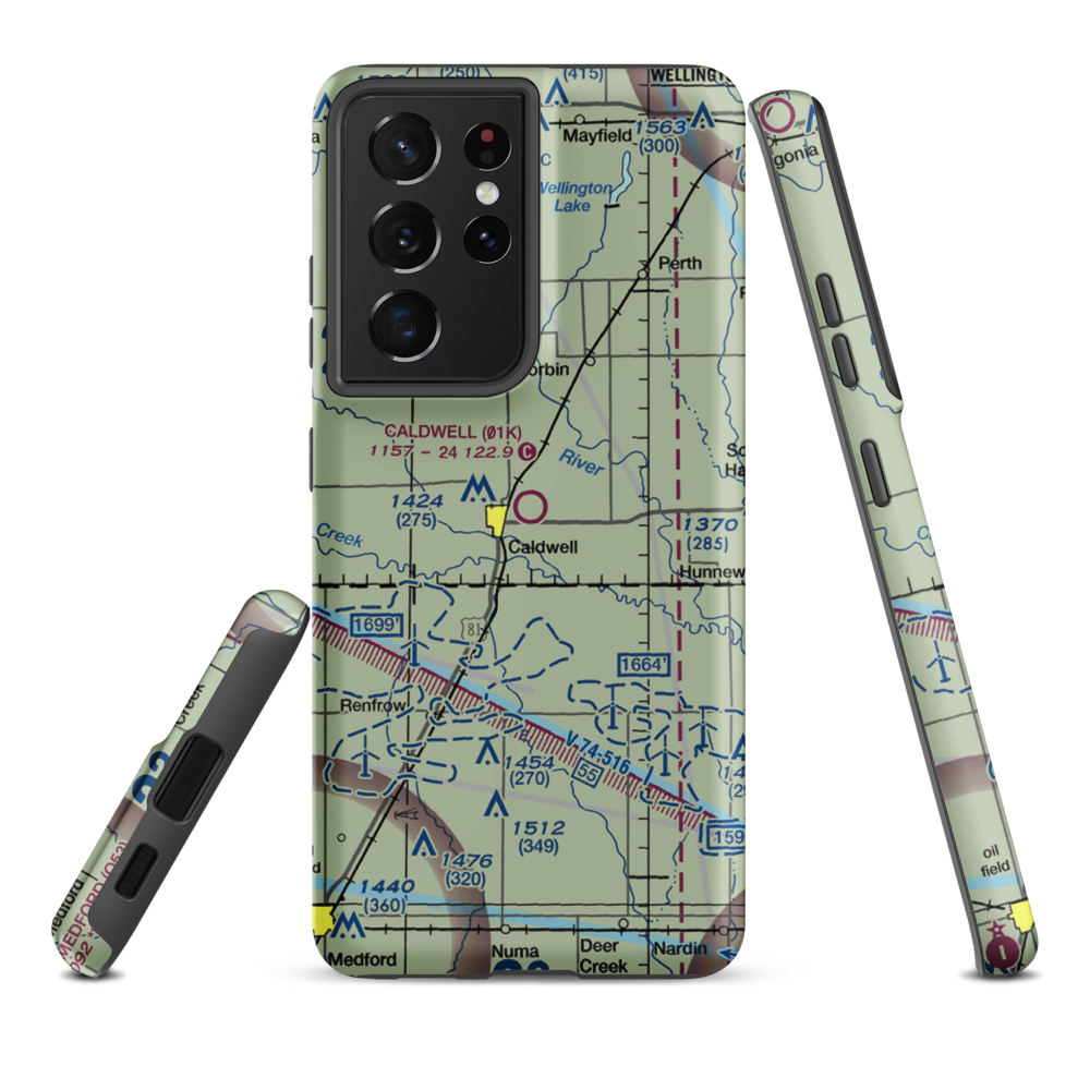 Caldwell Municipal Airport (01K) VFR Sectional Samsung Phone Case Samsung Galaxy S21 Ultra model shown