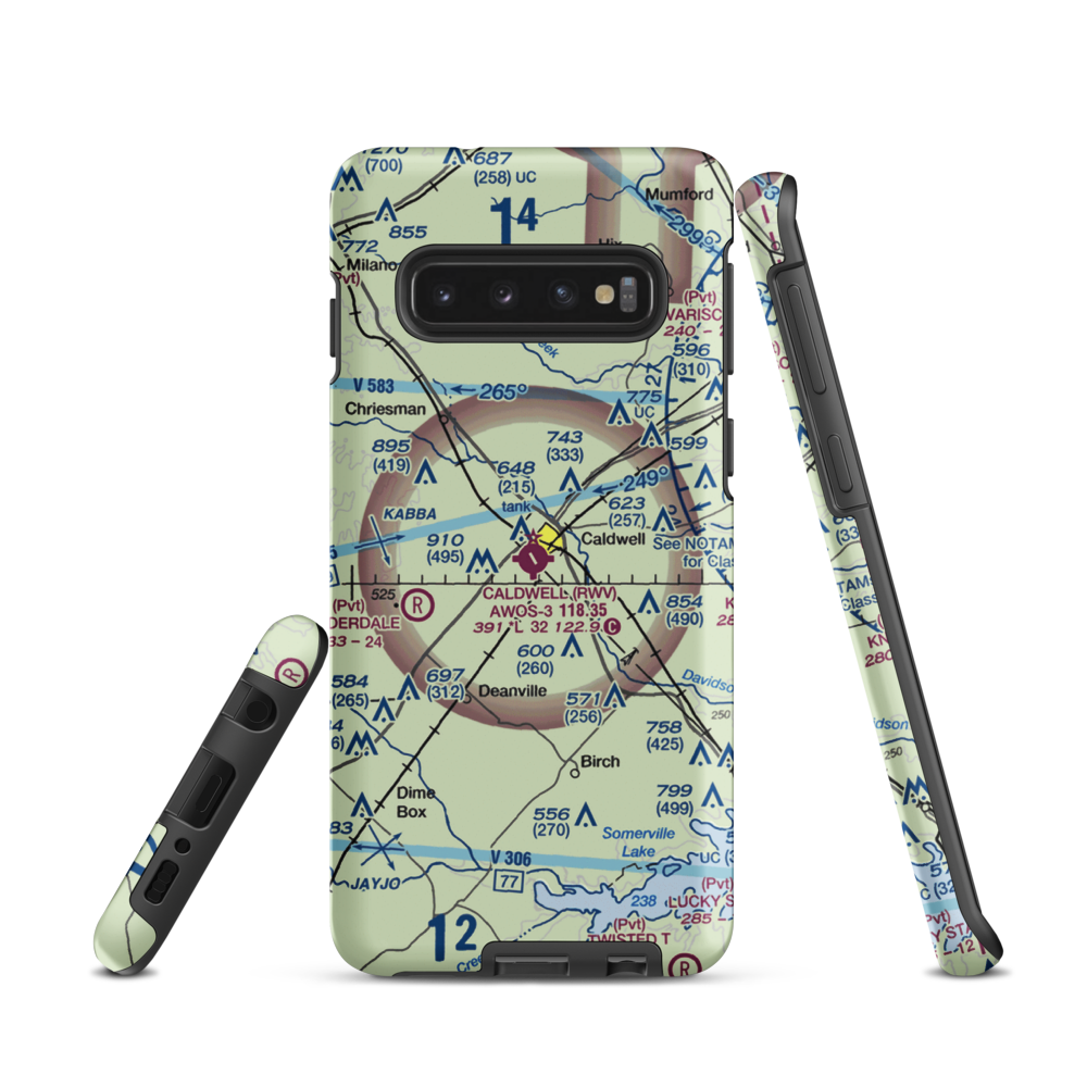 Caldwell Municipal Airport (RWV) VFR Sectional Samsung Phone Case Samsung Galaxy S10 model shown