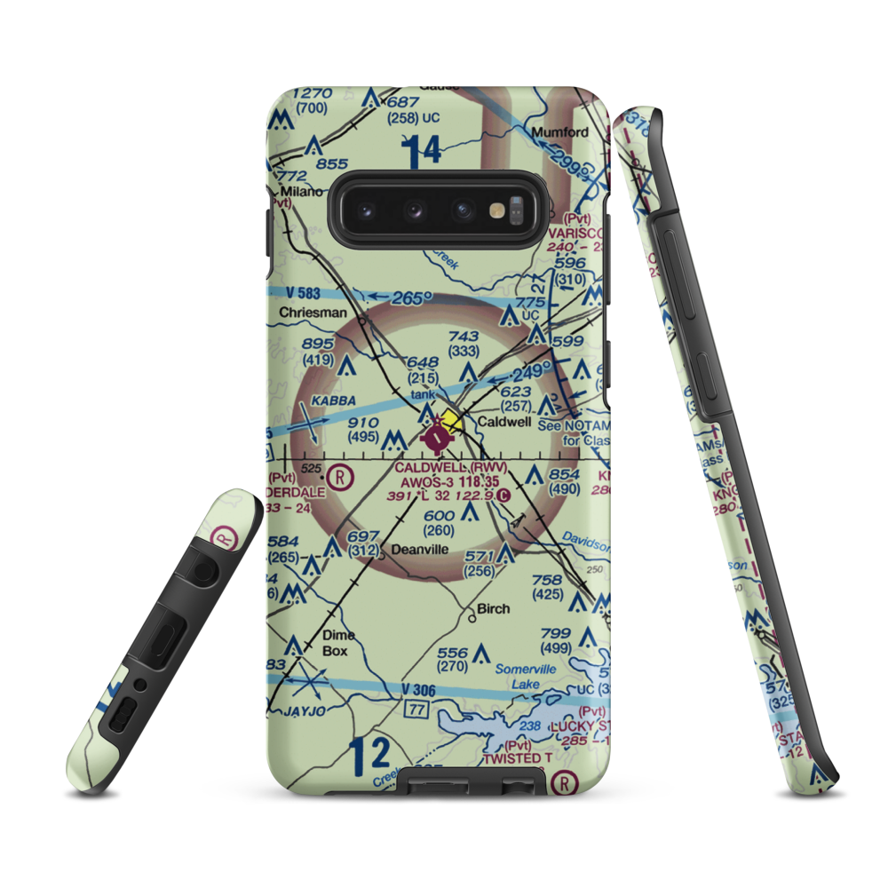 Caldwell Municipal Airport (RWV) VFR Sectional Samsung Phone Case Samsung Galaxy S10 Plus model shown