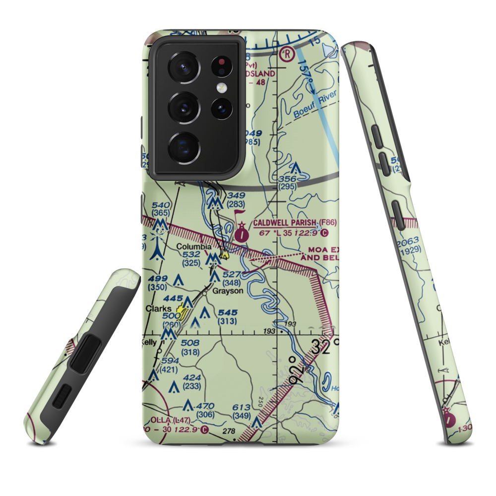 Caldwell Parish Airport (F86) VFR Sectional Samsung Phone Case Samsung Galaxy S21 Ultra model shown