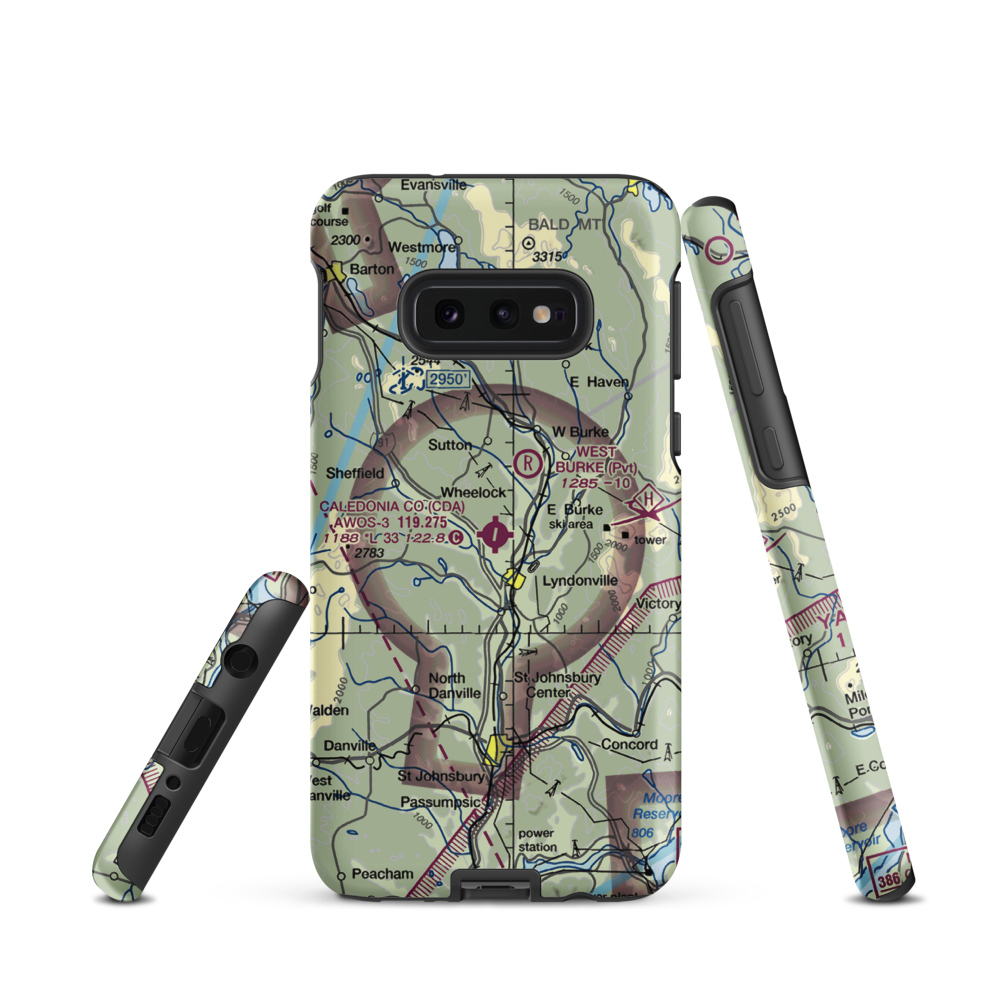 Caledonia County Airport (CDA) VFR Sectional Samsung Phone Case Samsung Galaxy S10e model shown